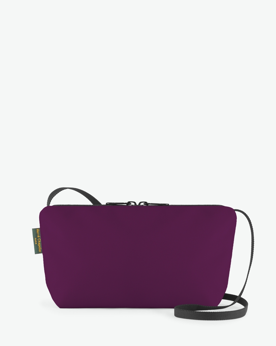 Hervé Chapelier -  - "Packshot of a 2884N shoulder crossbody bag
with a long handle in polyamide webbing and a zip with double closure.
The bag is made of solid nylon, in a rectangular size.
Sac bandouliere epaule en nylon uni taille S"