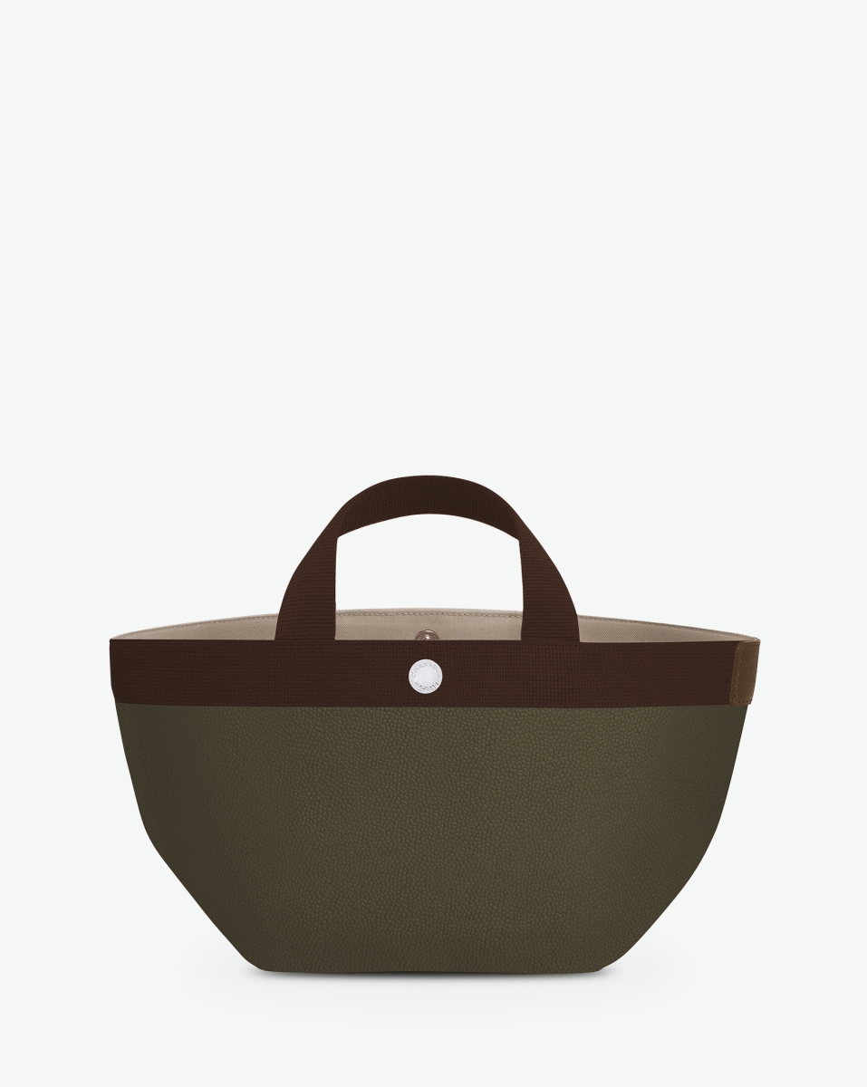 Hervé Chapelier -  - "Packshot of a 701GP tote bag
with short handles and polycotton webbing and an inside pocket.
The bag is made of pebbled grain coated canvas in a small size.
Sac cabas en toile enduite dans un format S"
