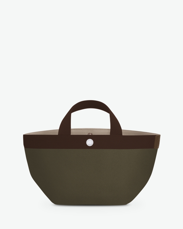 Hervé Chapelier -  - "Packshot of a 701GP tote bag
with short handles and polycotton webbing and an inside pocket.
The bag is made of pebbled grain coated canvas in a small size.
Sac cabas en toile enduite dans un format S"